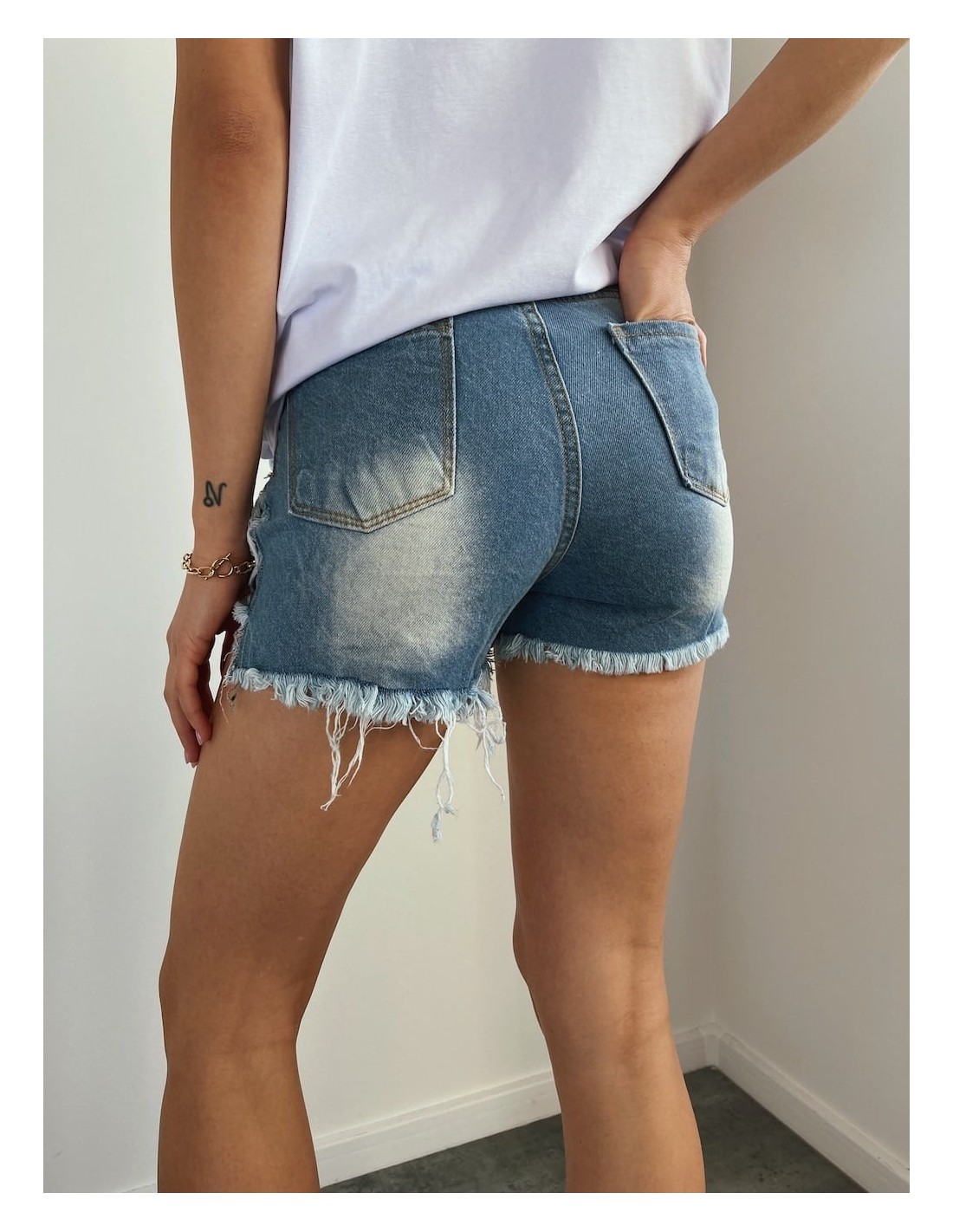 Denim shorts with holes, white L9 - Online store - Boutique